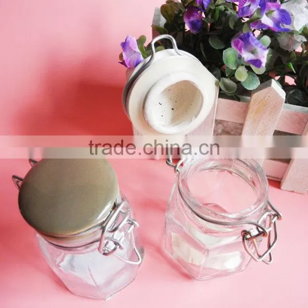 Mini Hexagonal Glass Jar With Clip Top photo-4