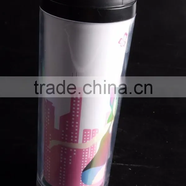 12oz Cheap Double Wall Travel Plastic Coffee Mug With Wall Paper photo-2