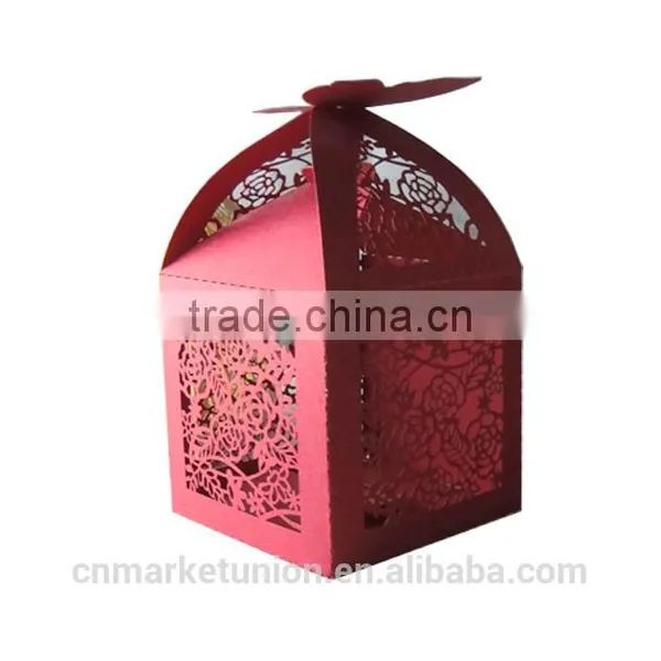 Laser Cut Customized Foldable Sweet Wedding Candy Box Romantic Paper Wedding Box photo-4