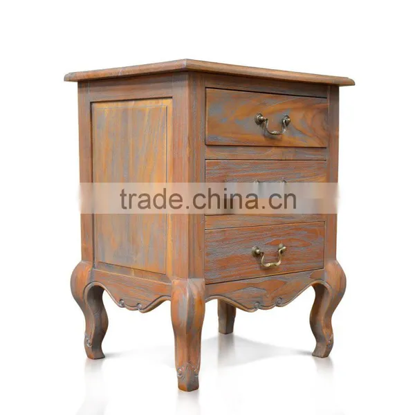 Bedside 3 Drawers Antique Teak Wood Furniture photo-3