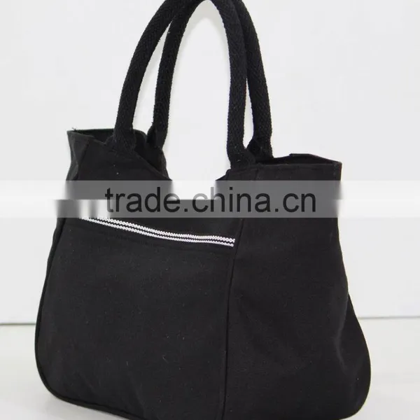 Canvas Fabric Handbag With Padded Rope Handle & With Magnet Button Closure photo-2