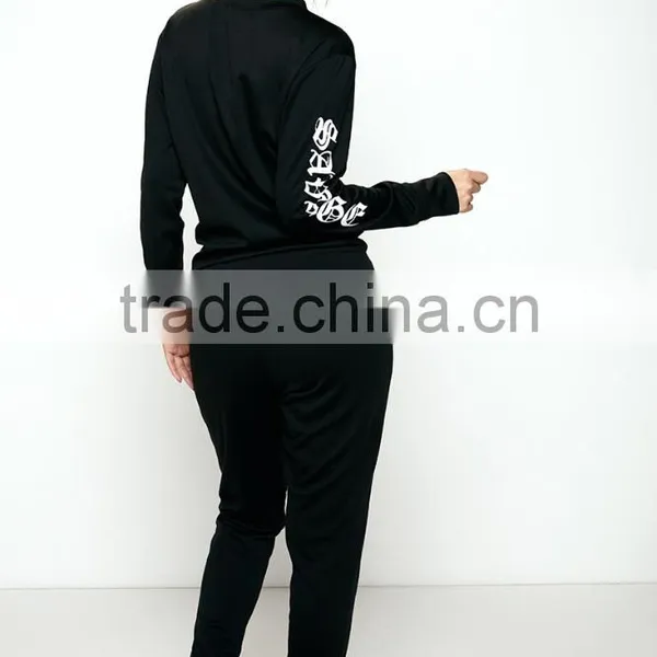 Designer Female Tracksuit Black Hoodie Casual Slim Fit Spring Printed On Sleeves Loungewear Wholesale Womens Cheap Tracksuits photo-3
