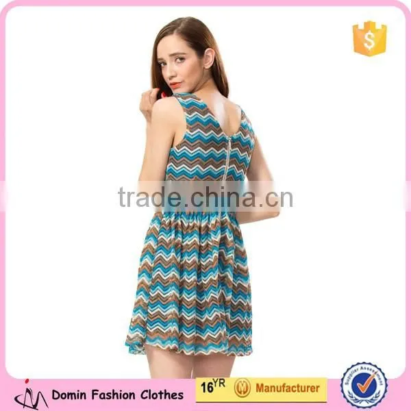 Geometric Wave Pattern Printed Custom Knitted Dress photo-5