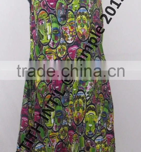 Sleeveless Round Neck Printed Cotton Ladies Dress photo-4