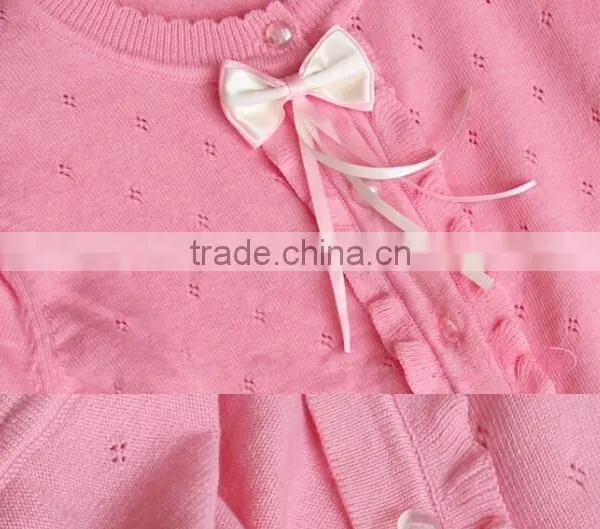 Namely Trendy Lastest Bow Ruffle Babies Girls Crochet Knit Sweater photo-4