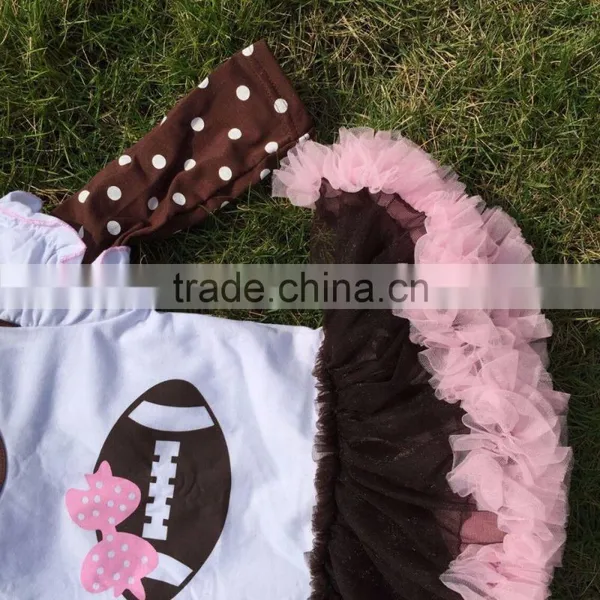 Football Dress New Design Ruffle Dress Clothes Pink Veil Cute Children's Kids Clothes With Matching Necklace and Headband photo-2