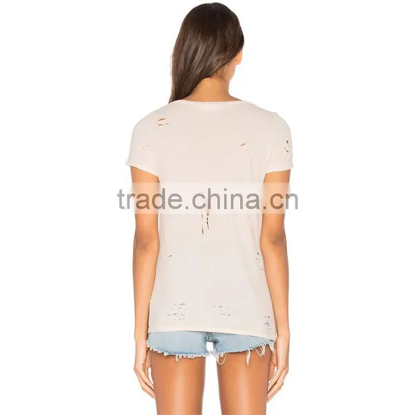 Top Sell Retro Clothing in Bulk Classic Women Blank Distressed t Shirts photo-3