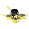 Yellow Allover Printing 7 Pcs Nonstick Pan Set Kitchen Cookware