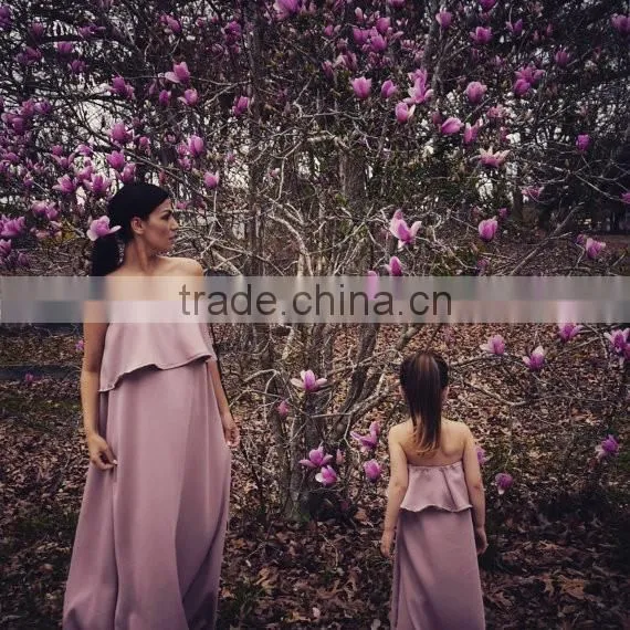 Mommy and me Maxi Dresses Family Clothing Sets Light Purple Women Wear photo-3