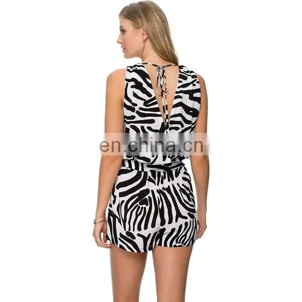 Rock Grain Printed V Neck Woman Adult Jumpsuit Pajama photo-5