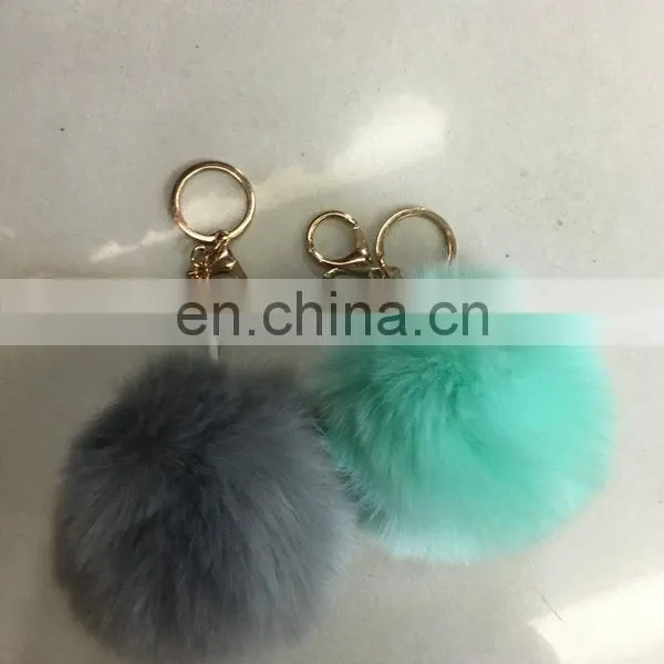 Faux Fur Bag Charm Cherry Pom Pom Fur Key Chain photo-3