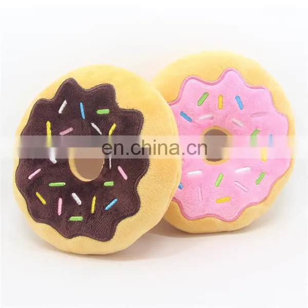 15cm Diameter Squeaky Eco Friendly Plush Doughnut Dog Toy photo-3