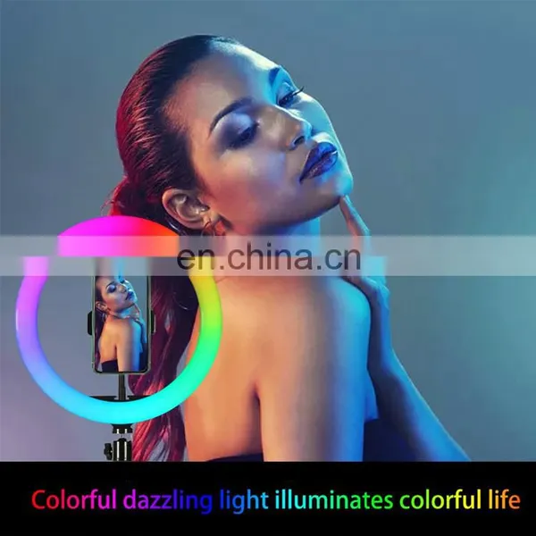 6 8 10 12 18 Inch LED Portable Changing RGB Color Photograph Make up Selfie Ring Fill Light With Tripod Stand photo-5