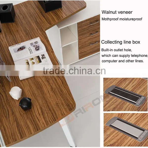 Modern Office Furniture Walnut Veneer Long Meeting Conference Room Table With Collecting Line Box Design photo-3