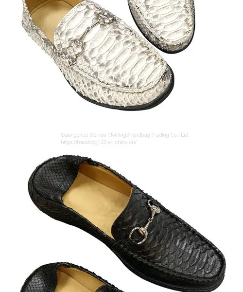 Imported Genuine Leather Python Leather Sleeve Toe Shoes Casual Slip-On Men's Breathable Shoes photo-5