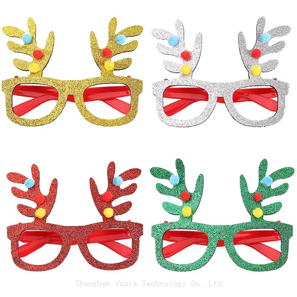 Santa Snowman Antler Christmas Glasses Frames for Adult Kids Holiday Party Decorations photo-2