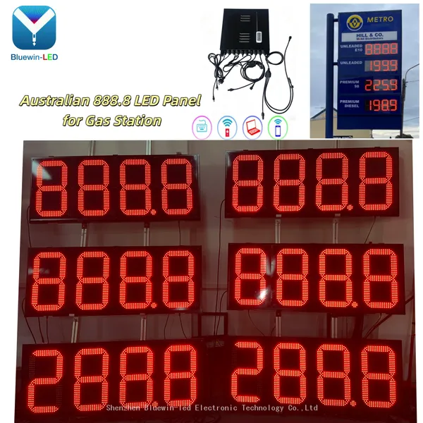 High Brightness LED Gas Price Panel Board 888.8 Dustproof Waterproof Digital Screen for Australia Gas Station Retail Business