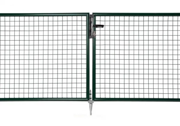 Green PVC Coated 3D Fence Single Gate With Double-sided Handle Lock Set photo-3