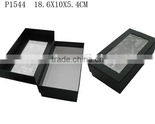Custom Black Paper Gift Packaging Paper Box With Clear PVC Window Wholesale P1542 photo-2