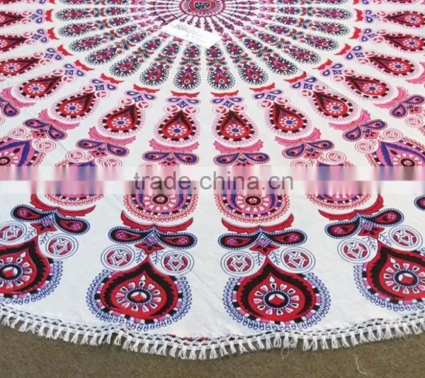 Round Mandala Tapestries Wall Hanging Ethnic Wall Art Cotton Round Table Cloth photo-3