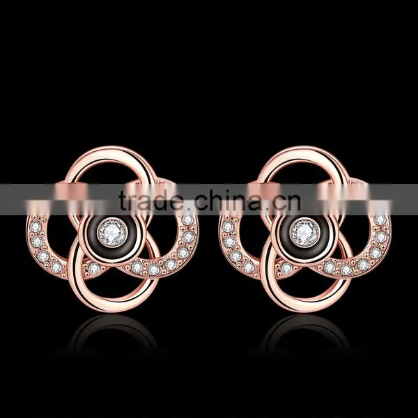 Rose Gold Plated Crystal Stone Jewelry Stud Earring photo-4
