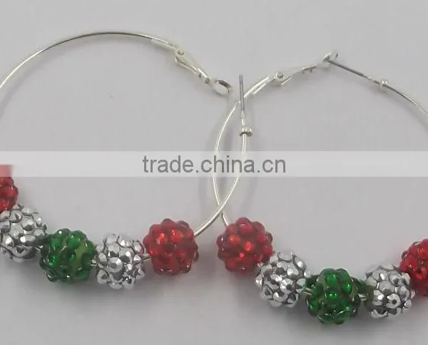 Colorful Acrylic Beads Earring Hoop Silver Earring Hoop Santa Earring