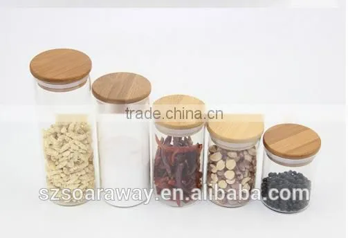 High-quality Bamboo Lid Borosilicate Glass Jar Clear Airtight Canister photo-3