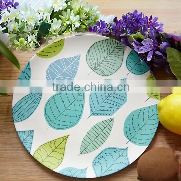 Custom Classical Pattern Bamboo Fiber Dinnerware,9 Inch Applique Round Dinner Plates photo-4