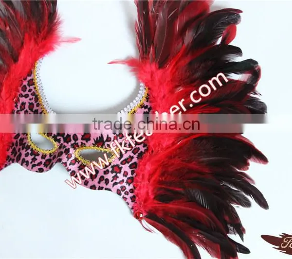 New Products 2016 Big Beautiful Design Red Cock Feather Mask And Venetian Mask For Birthday Party Mask Decoration photo-2