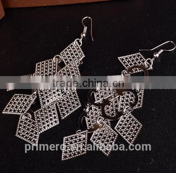 Indian 18k Gold Rhombic Tassel Long Earrings Eardrop Wholesale photo-4