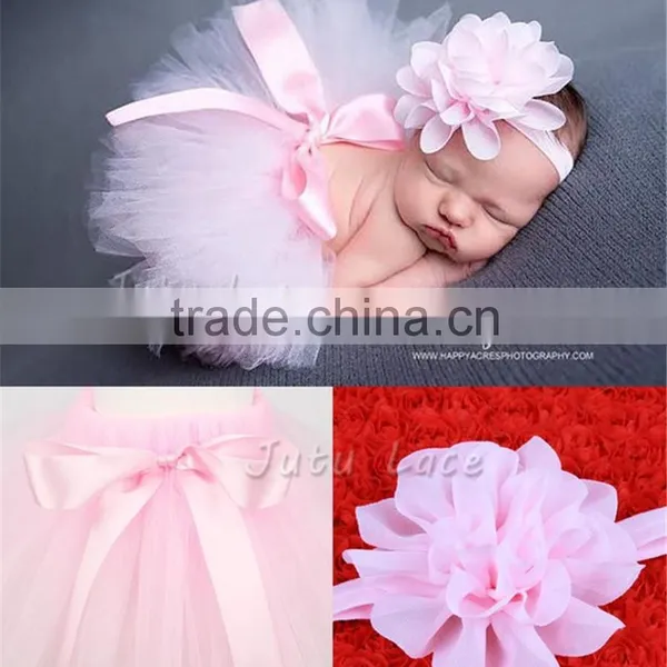 Best Birthday Gift Pink Fluffy Chiffon Flower Tutu Party Baby Kids Picture Skirt Wholesale photo-4