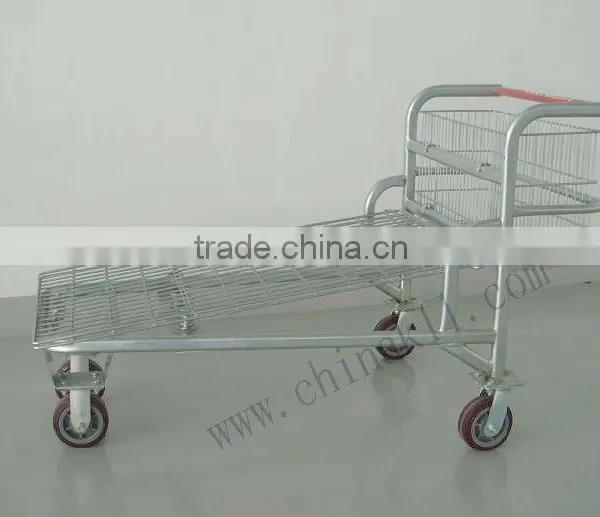 Folding Wire Steel Supermarket Trolley Cargo Cart Warehouse Trolley photo-2