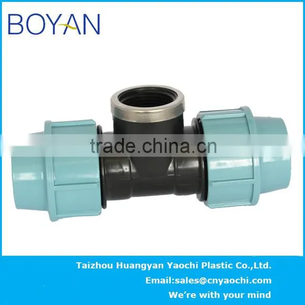 China Supplier PP Compression Quick Pipe Fittings for Irrigation Female Tee photo-2