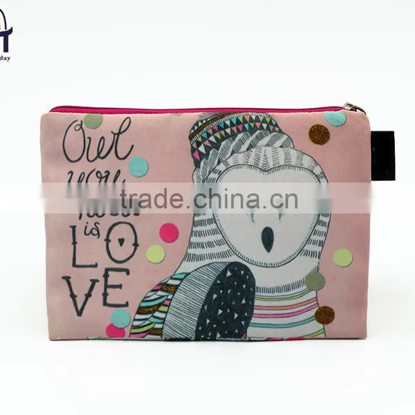 Customized Printing Polyester Canvas Cosmetic Bags Zipper Closure Makeup Bags photo-4