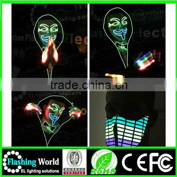 Custom Fashionable Ladies Round Neck Black Cotton Interesting Vedio Music Actived Hot Selling Light up Party Glasses photo-2