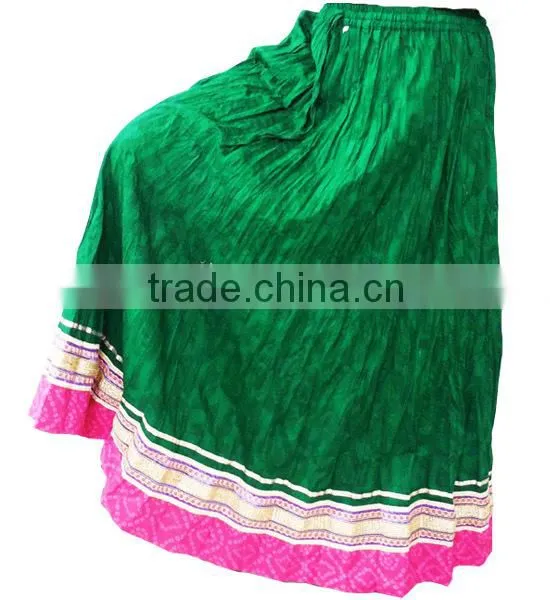 Ladies Wear Long Cotton Skirt With Wrinkles Designs
