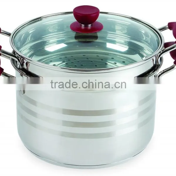AH3598 3PCS STAINLESS STEEL 201 2LAYER BOILER ( STEAMER SET )
