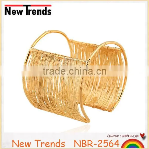 New Design Twist Iron Chain Bangle Wide Iron Wire Open Cuff
