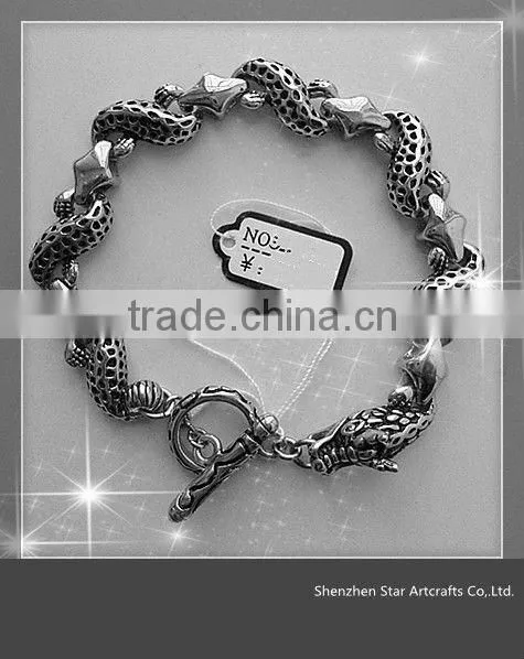 2012 Hottest Style Jewelry, Stainless Steel or Silver Dragon Bracelet B079