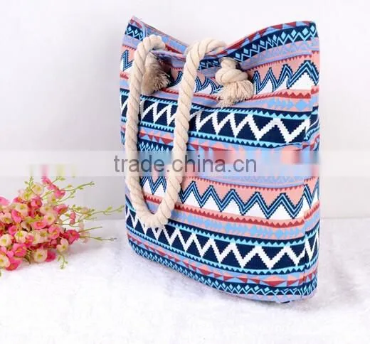 2016 Women's Canvas Straw Beach Bag Casual Tote Shoulder Bag Purse Handbag photo-4