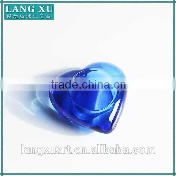 LX-Z010 Valentine's Day Gift Blue Color Bling Crystal Glass Heart Shape Tealight Candle Holder photo-3