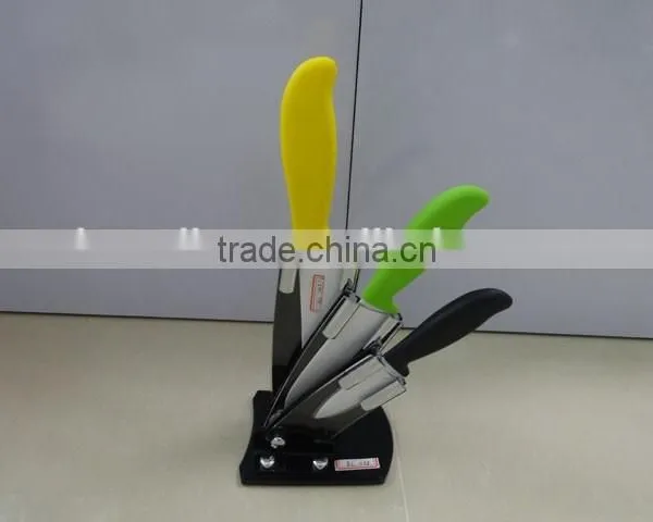 3"+4"+5" Colorful Handle Kitchen Knives Set, Quality Assured Zirconia Blade in Knife Holder photo-2