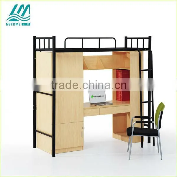 School Dormitory Design Stainless Steel Bunk Bed With Desk