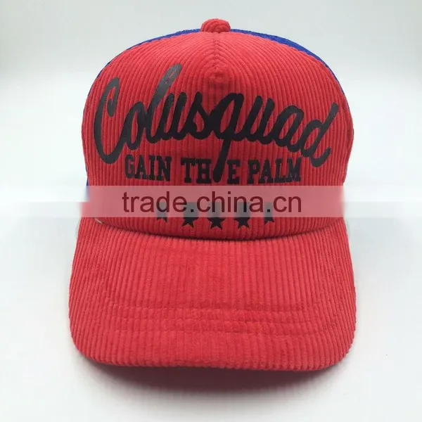 Wholesale Customized Corduroy Rubber Print Mesh Trucker Hat photo-2