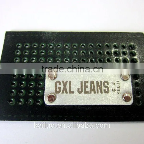 Black Color pu Jeans Leather Label
