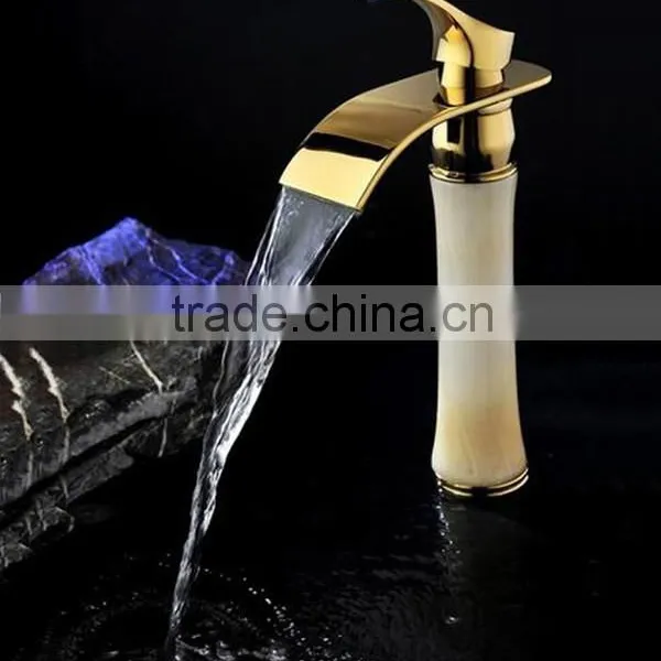 Luxury Waterfall Taps Antique Golden Waterfall Water Mixer Tap photo-3