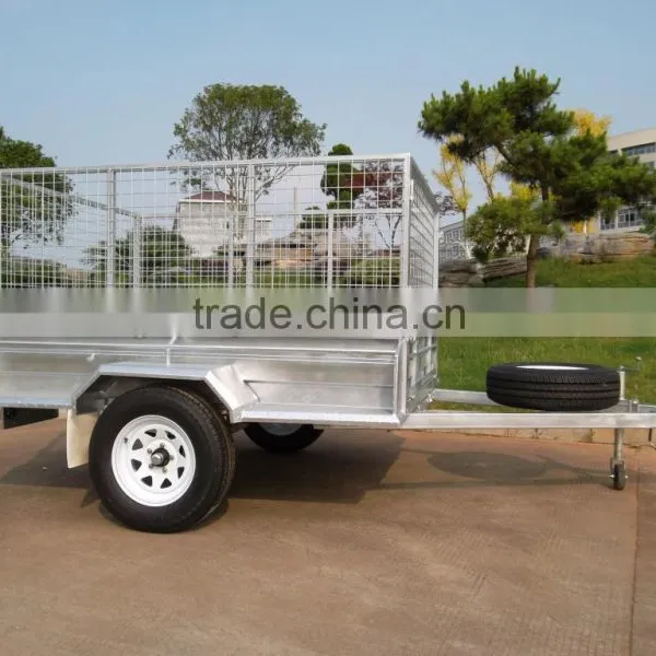 Hot Dipped Galvanized Box Trailer With Cage