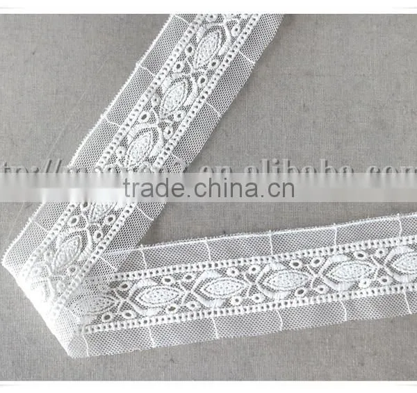 Garment Decoration 4cm White Net Embroidery Lace Trim on Wholesale photo-5