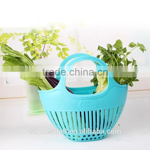 Plastic Storage Basket Fruit Vegetables Shopping Picnic Bin With Handles 2 Sizes photo-4