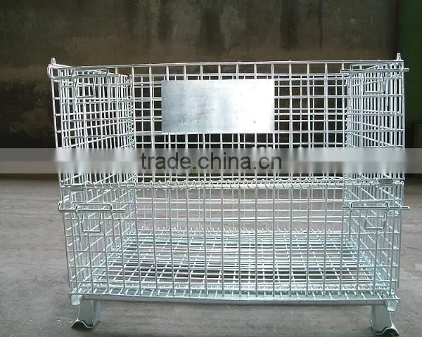 Warehouse Folding Galvanized Welded Wire Storage Cage photo-2